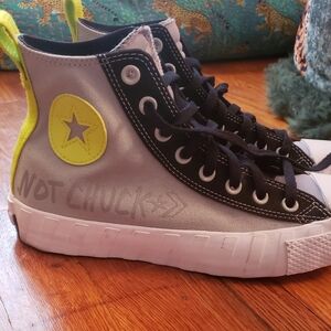 Converse High-Top Sneakers - Gray and Neon Yellow